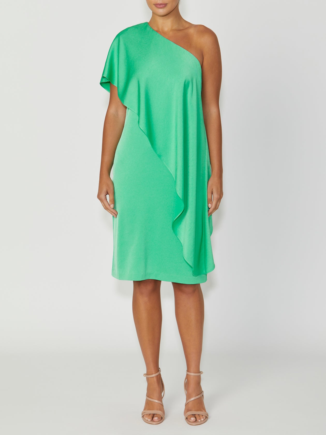 Women's Crepe Asymmetrical Dress in Green | India Women's Crepe Asymmetrical Dress in Green | India