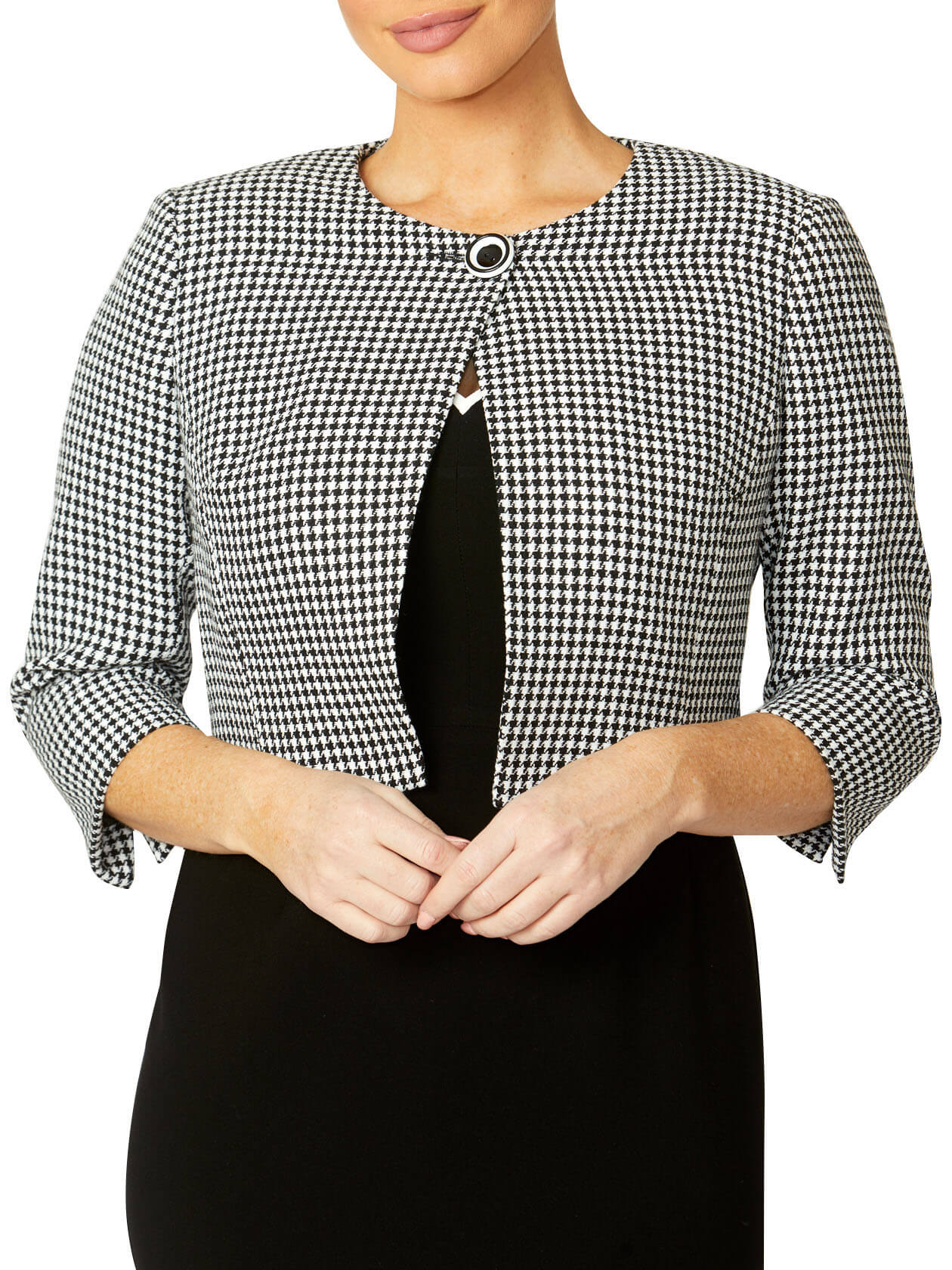 Jackie Houndstooth Single Button Jacket