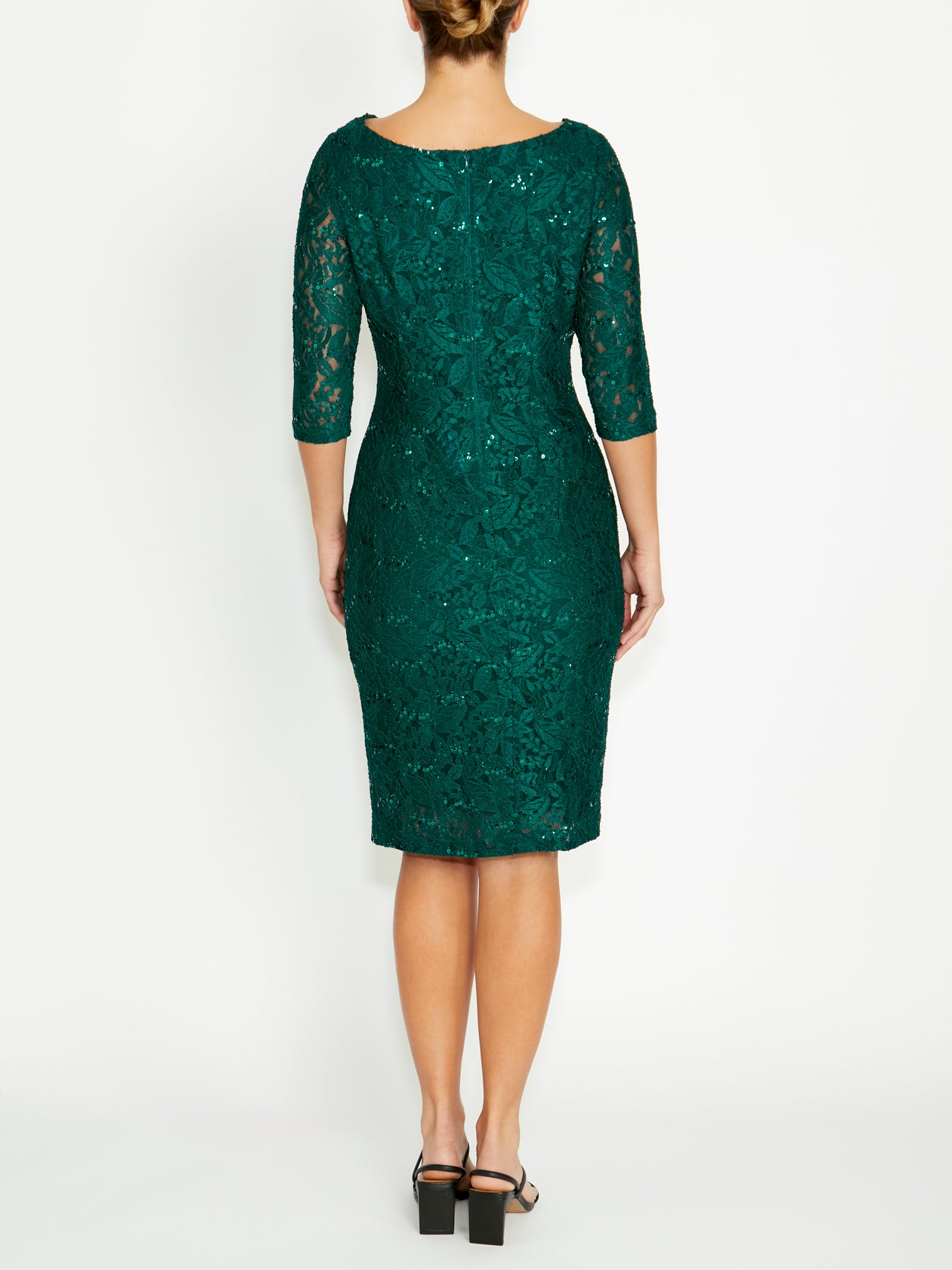 Women's Lace Cowl Neck Dress in Green | Elisa