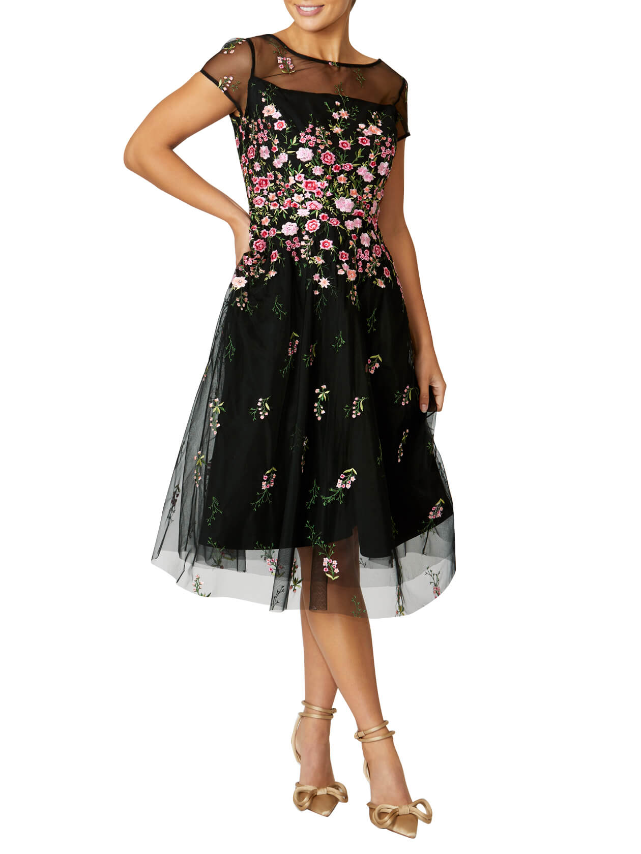Leila Pink Floral A-Line Dress