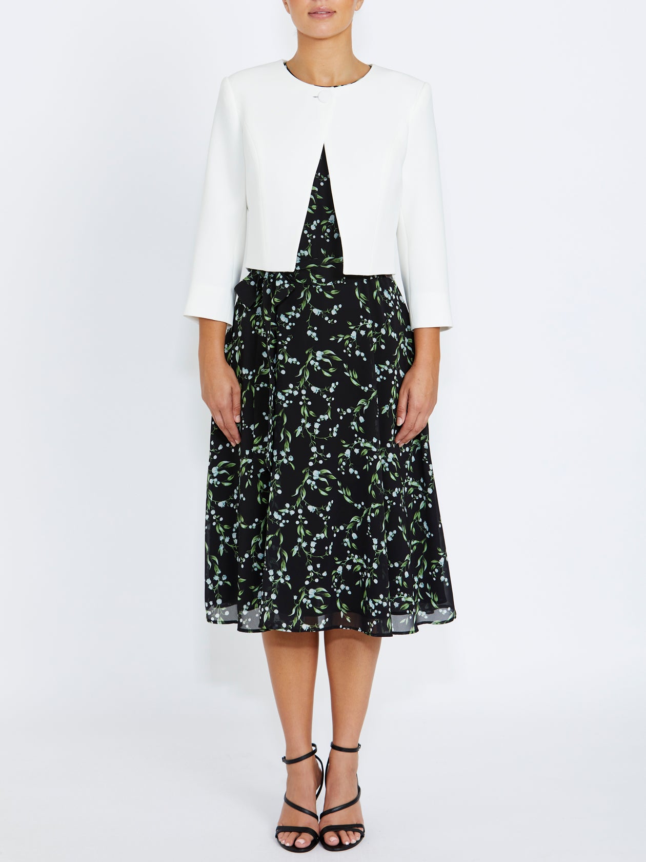 Women's Crepe Cropped Crossover Front Jacket in Ivory | Jackie