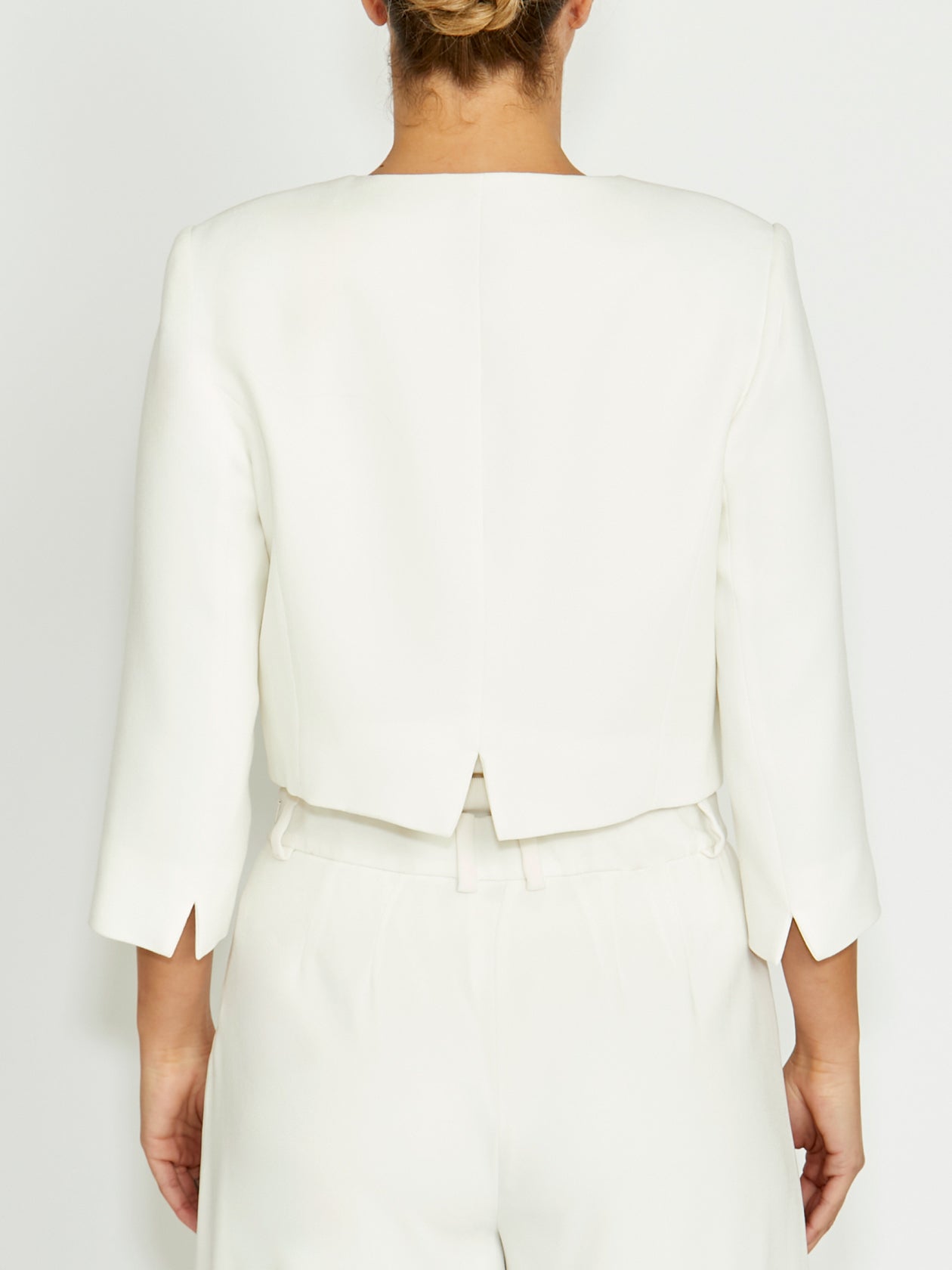 Ivory Crepe Single Button Jacket