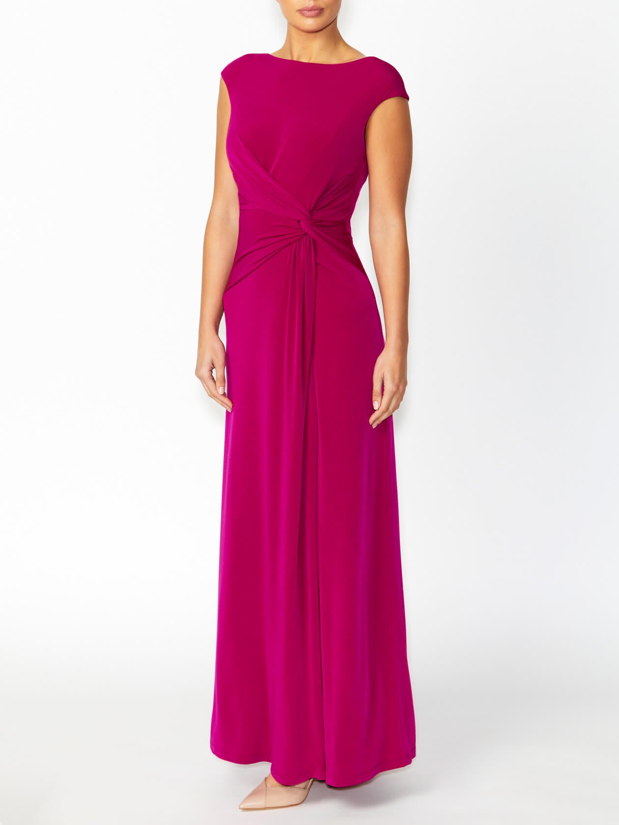 Women's Jersey Floor Length Gown in Pink | Tiffany