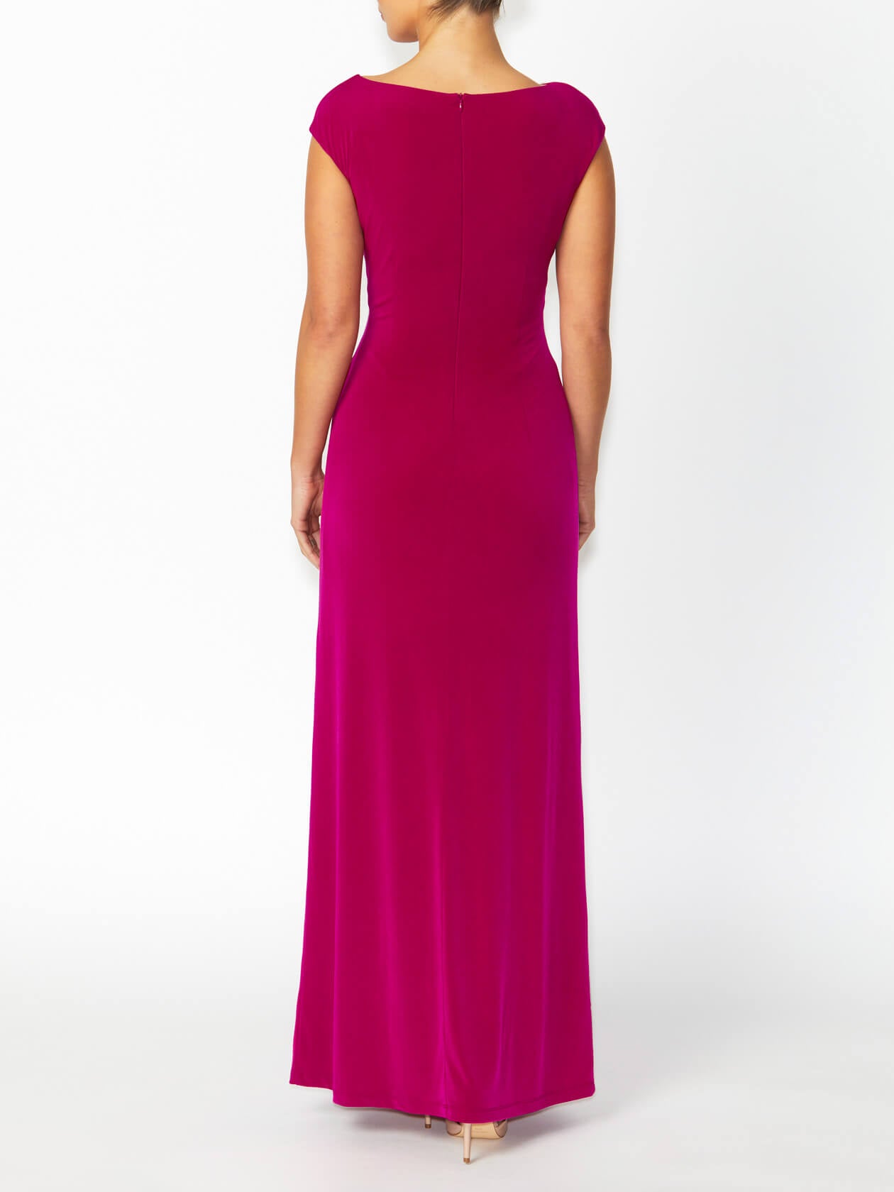Women's Jersey Floor Length Gown in Pink | Tiffany