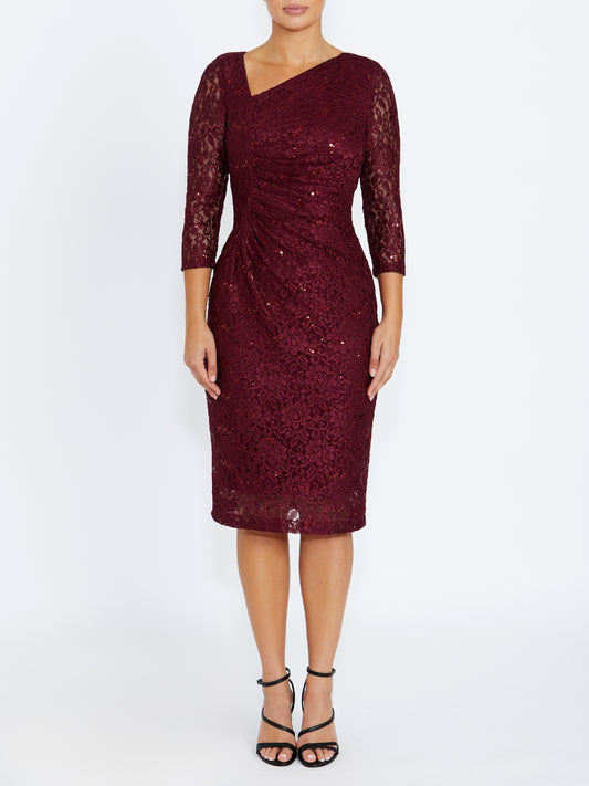 Leighton Malbec Stretch Lace Dress