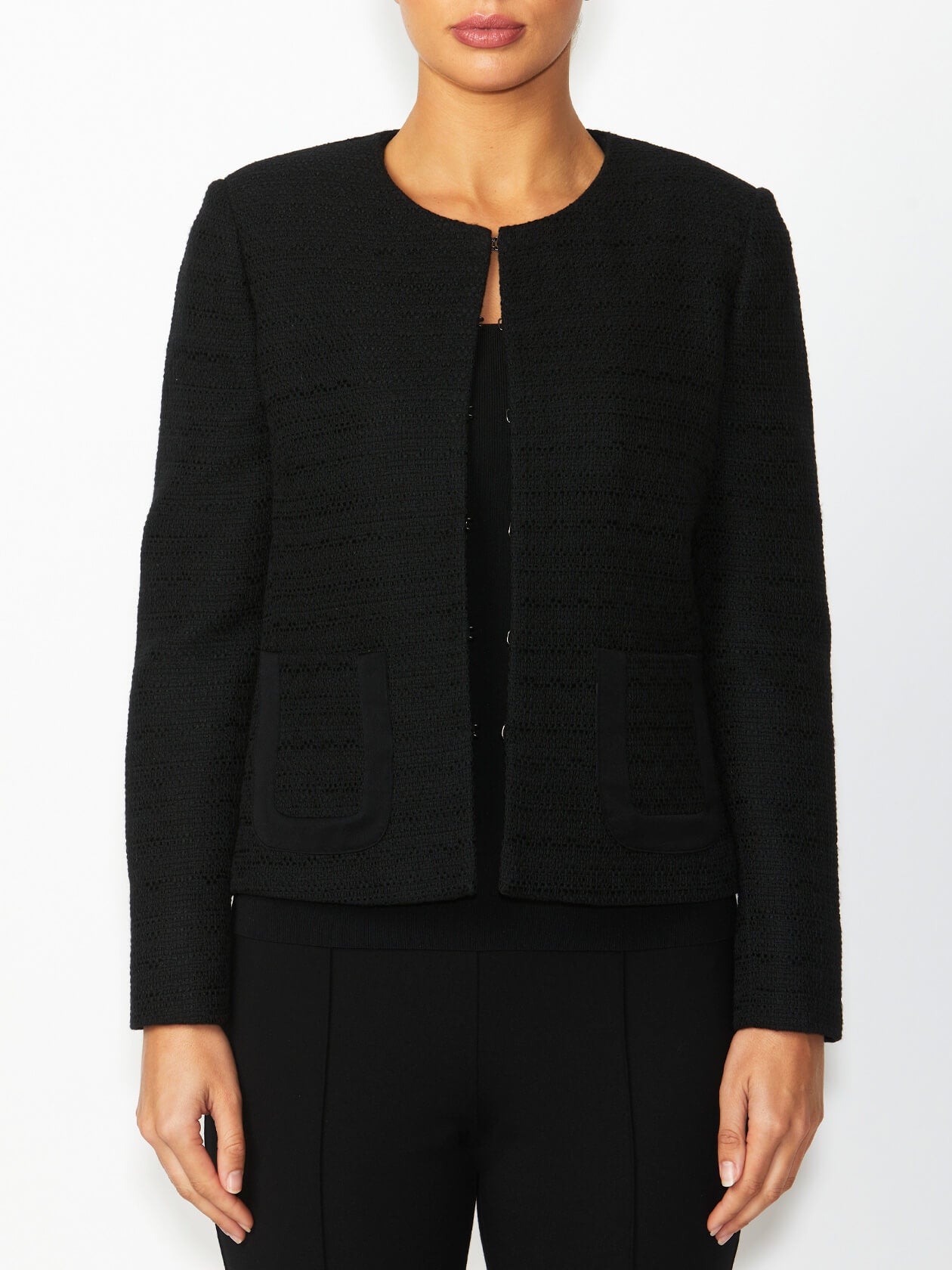 Women's Knit Easy Fit Stretch Top in Black | Milano