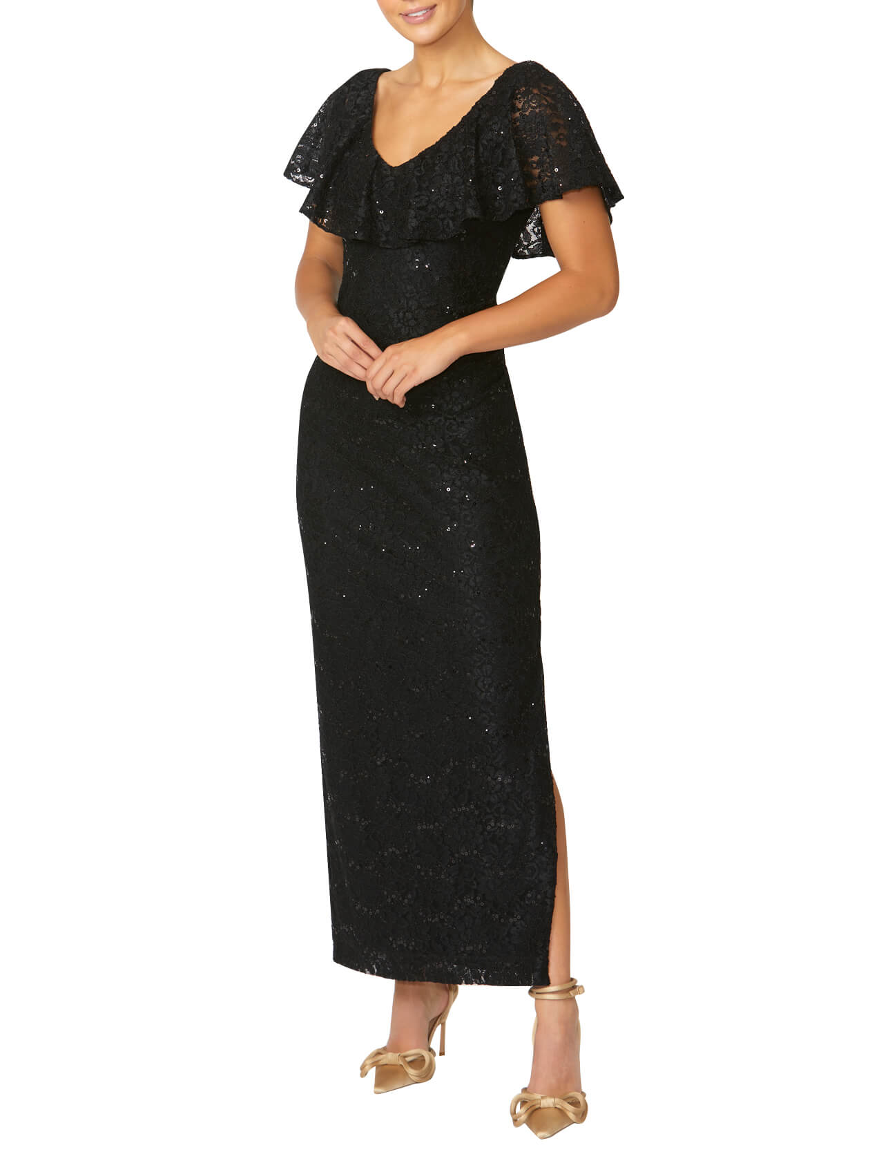 Trudy Black Sequin Lace Gown