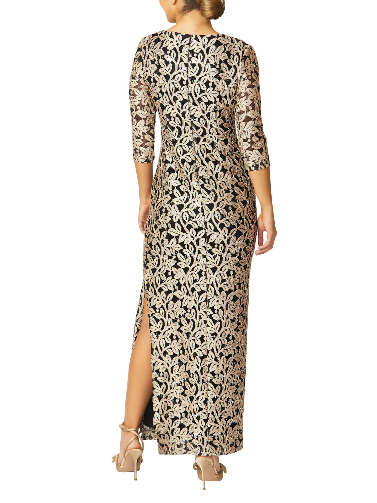 Helena Golden Stretch Lace Gown