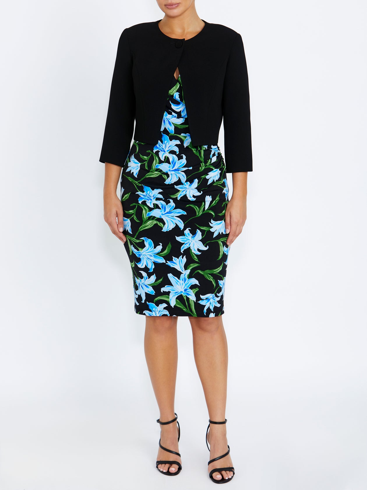Women's Black Crepe Single Button Jacket