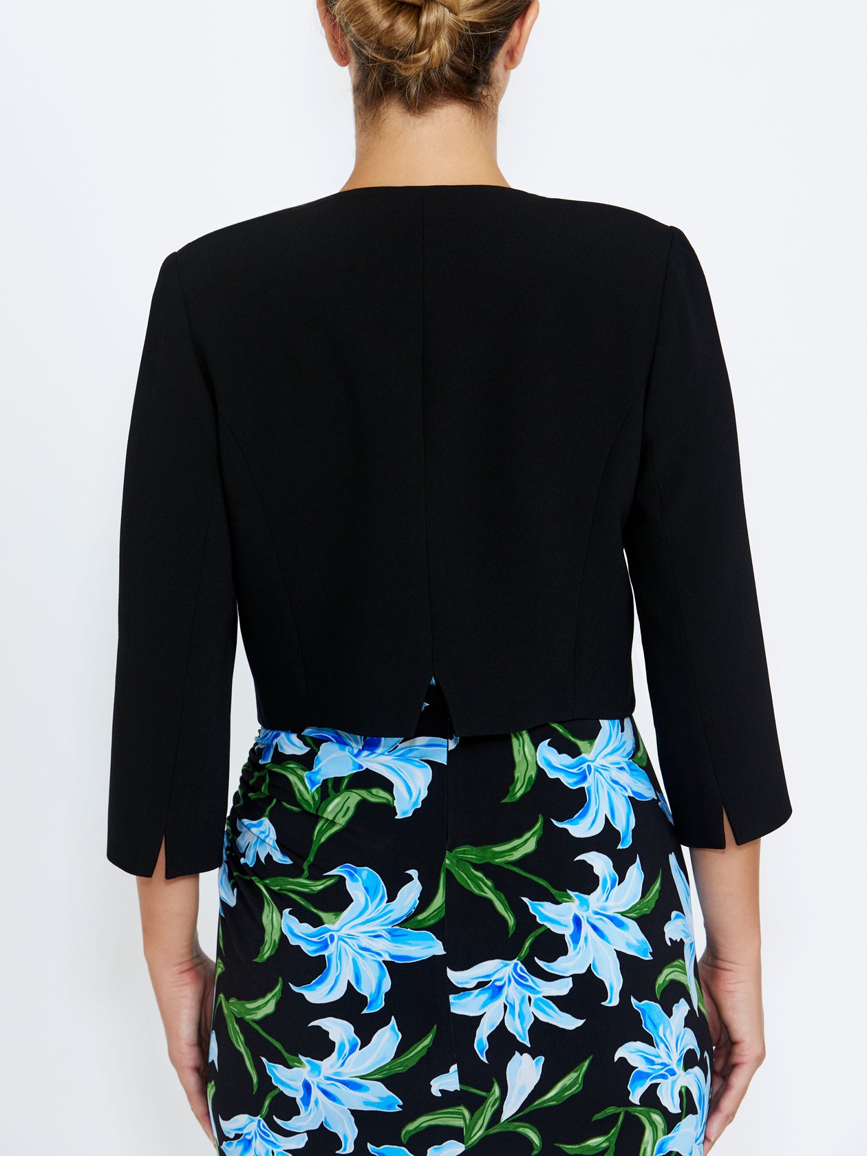 Women's Black Crepe Single Button Jacket