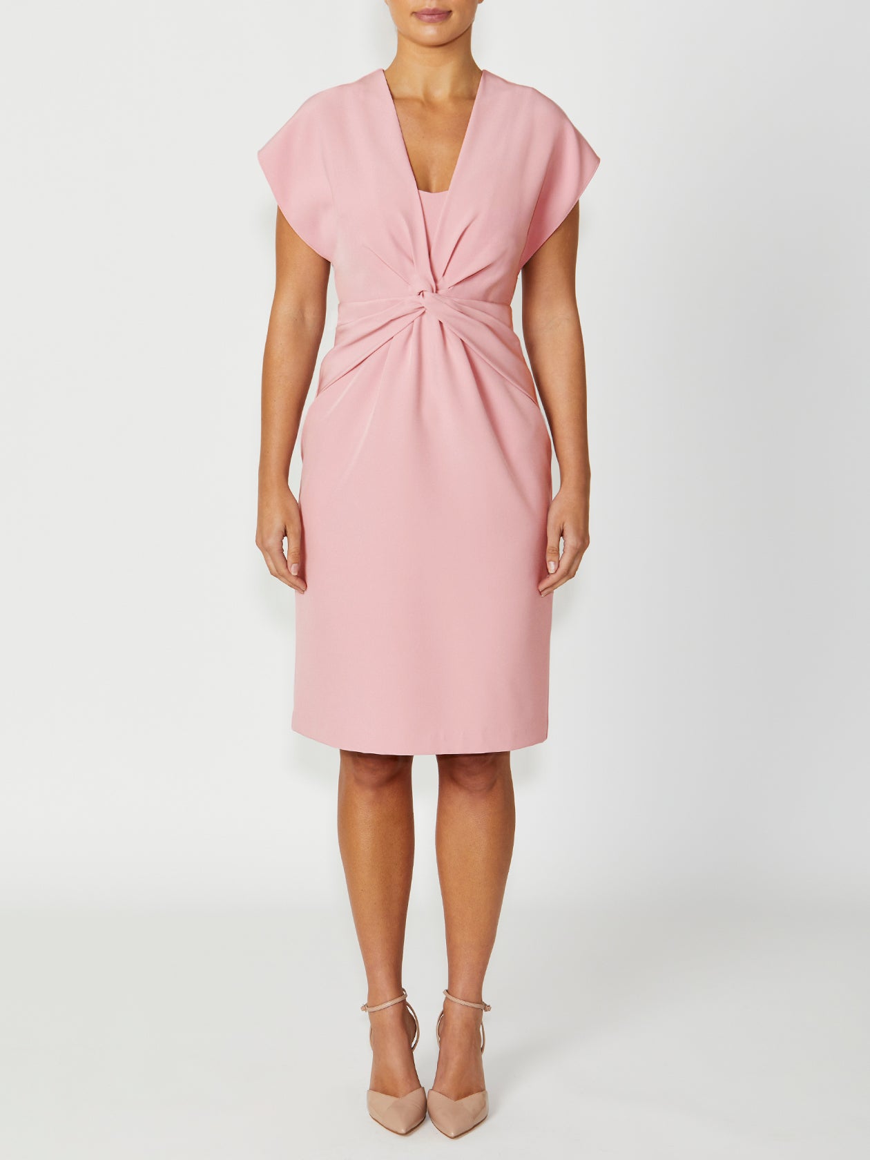Women's Crepe Twist Neck Dress in pink Kyla