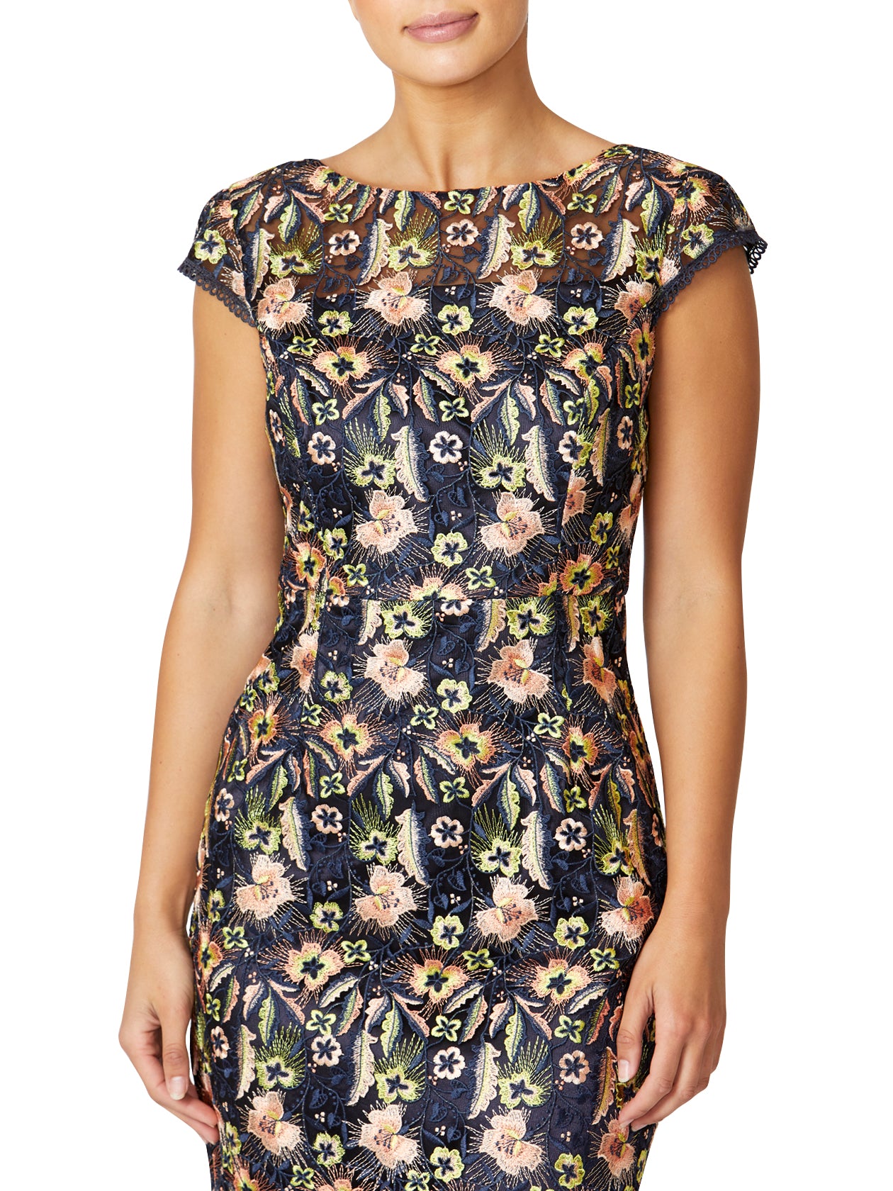 Claire Navy Embroidered Shift Dress