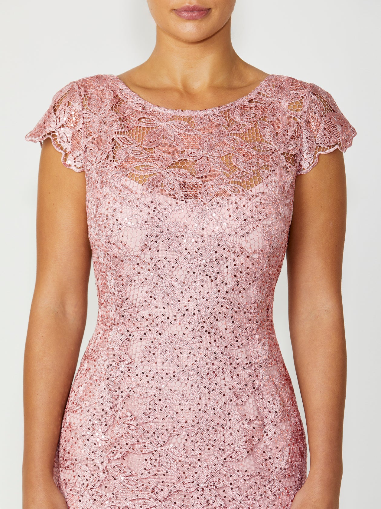 Women's Sequin Lace Floor Length Gown in Pink | Millicent