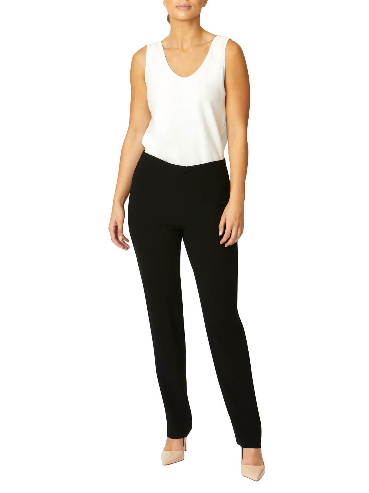 Black Crepe Straight Leg Pant | Anthea Crawford