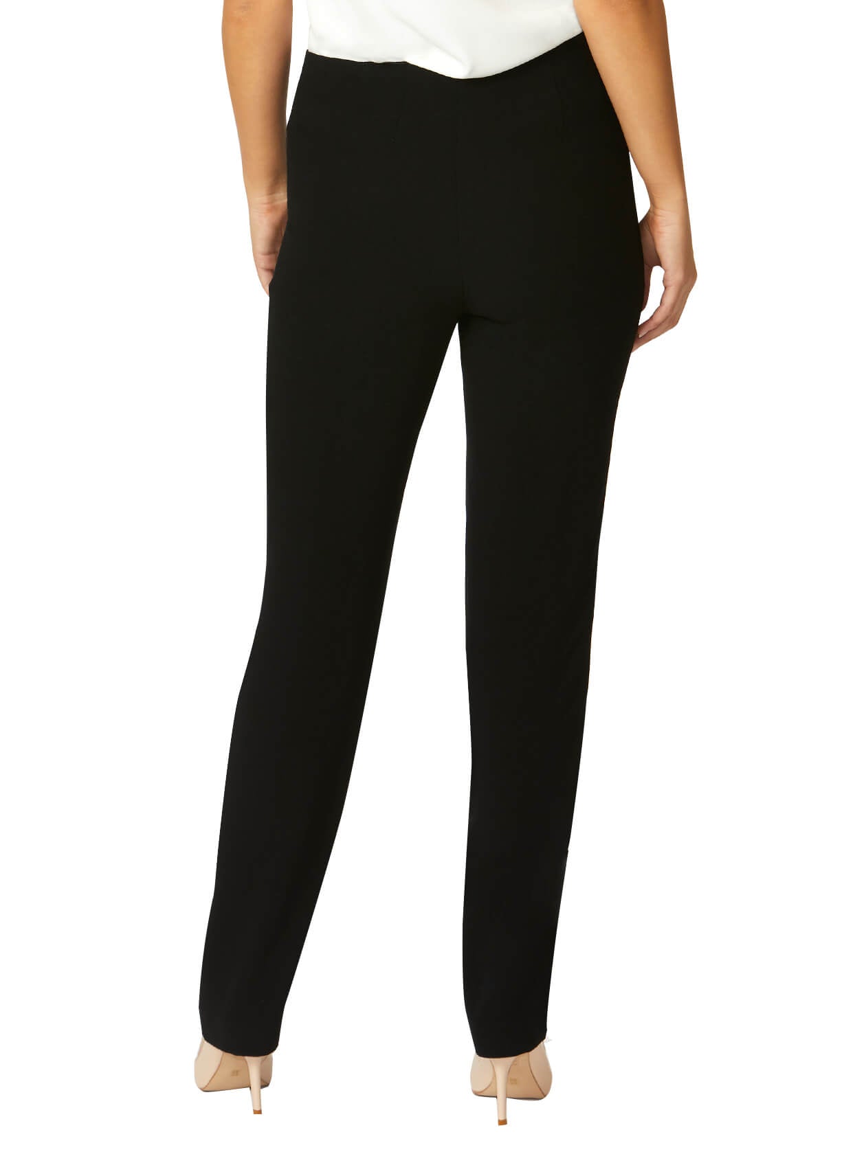 Black Crepe Straight Leg Pant | Anthea Crawford