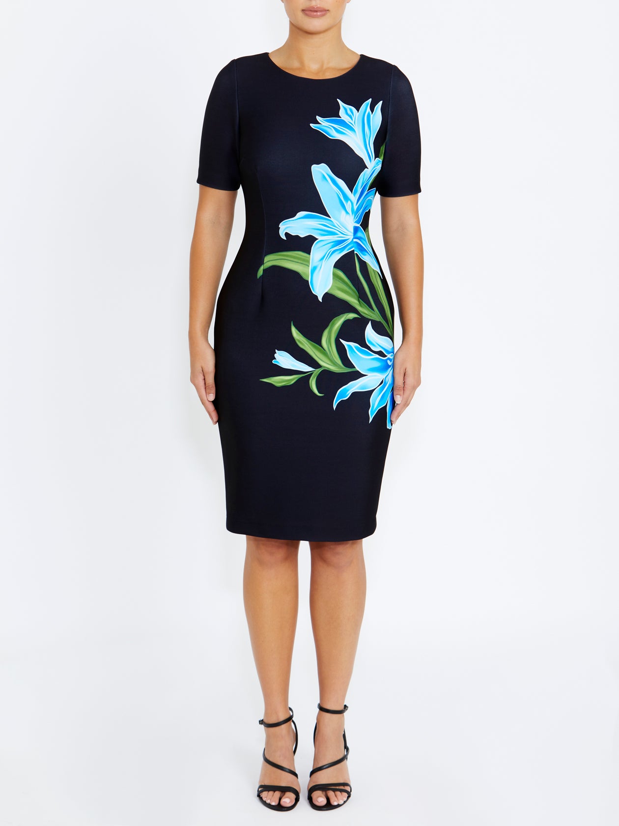 Women's Capri Crepe Dress in Blue | Yvette Women's Capri Crepe Dress in Blue | Yvette