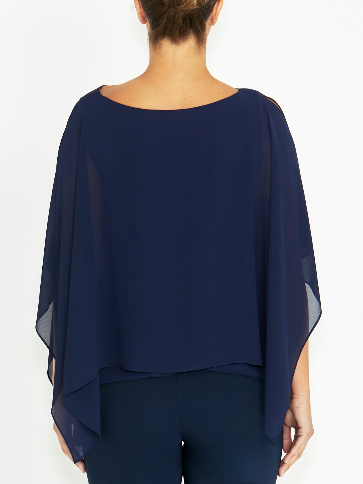 Silvana Navy Chiffon Top