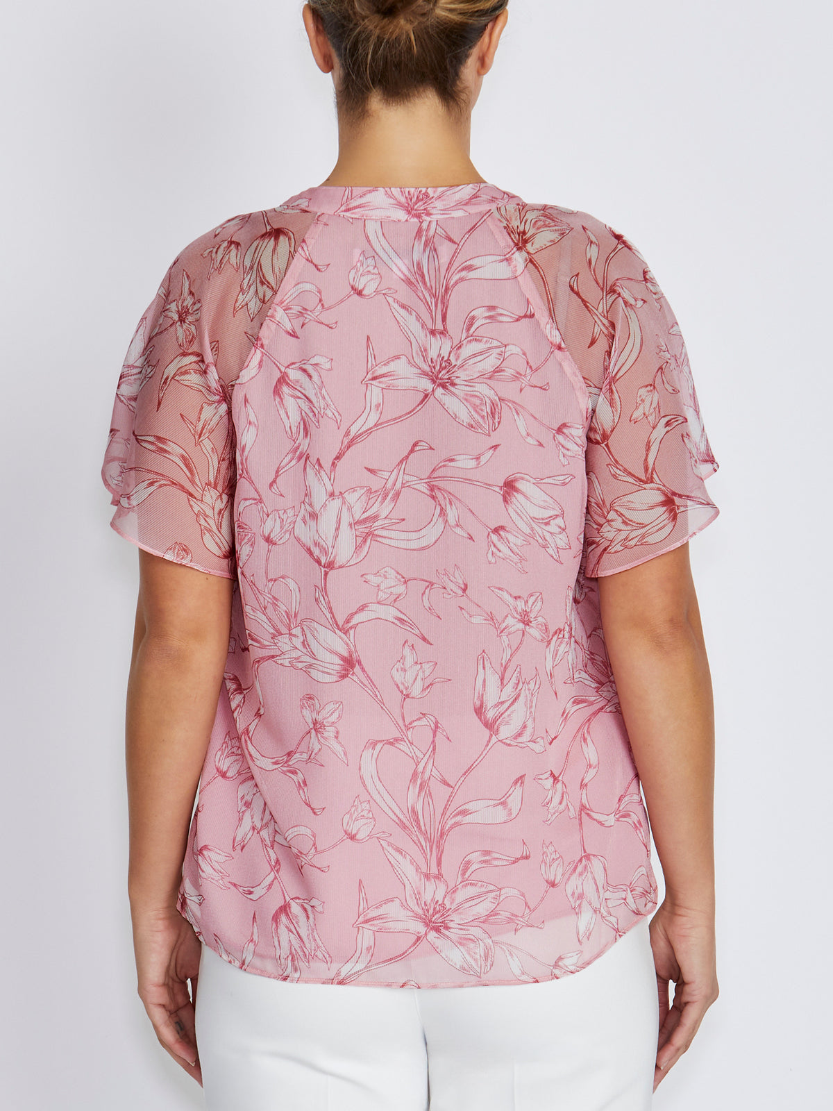 Tammi Pink Floral Chiffon Blouse
