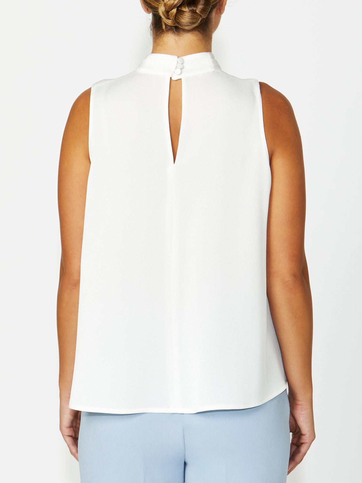 Women's Crepe Bow Top in Ivory | Claudia