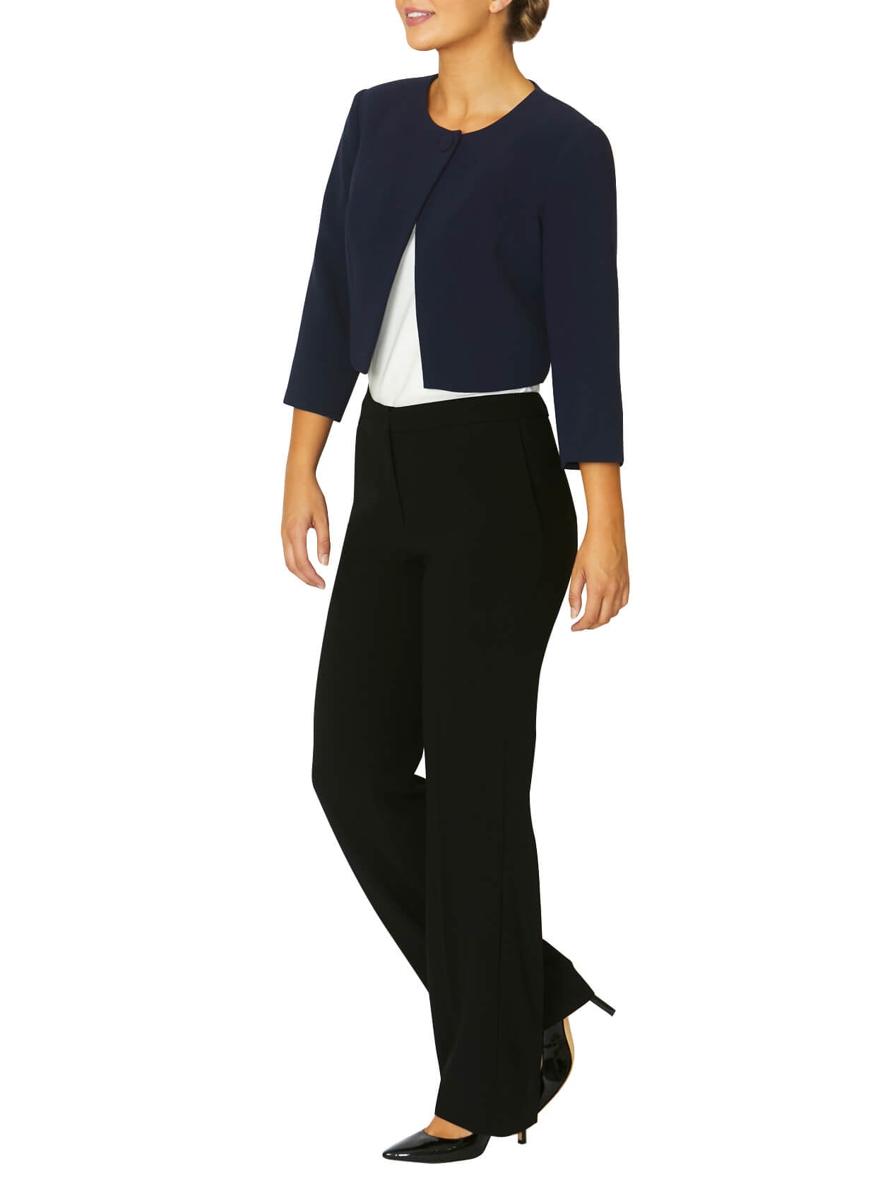 Navy Crepe Single Button Jacket | Anthea Crawford