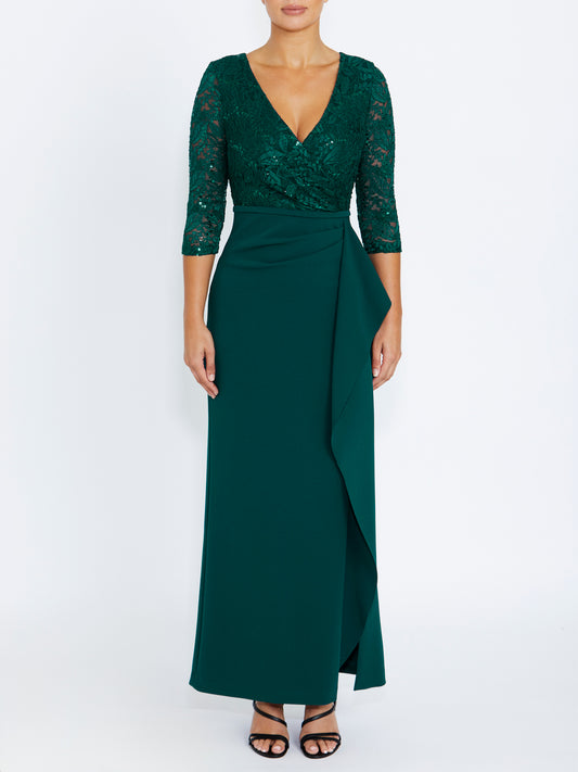Women's Crepe Floor Length Gown in Green | Lyndal