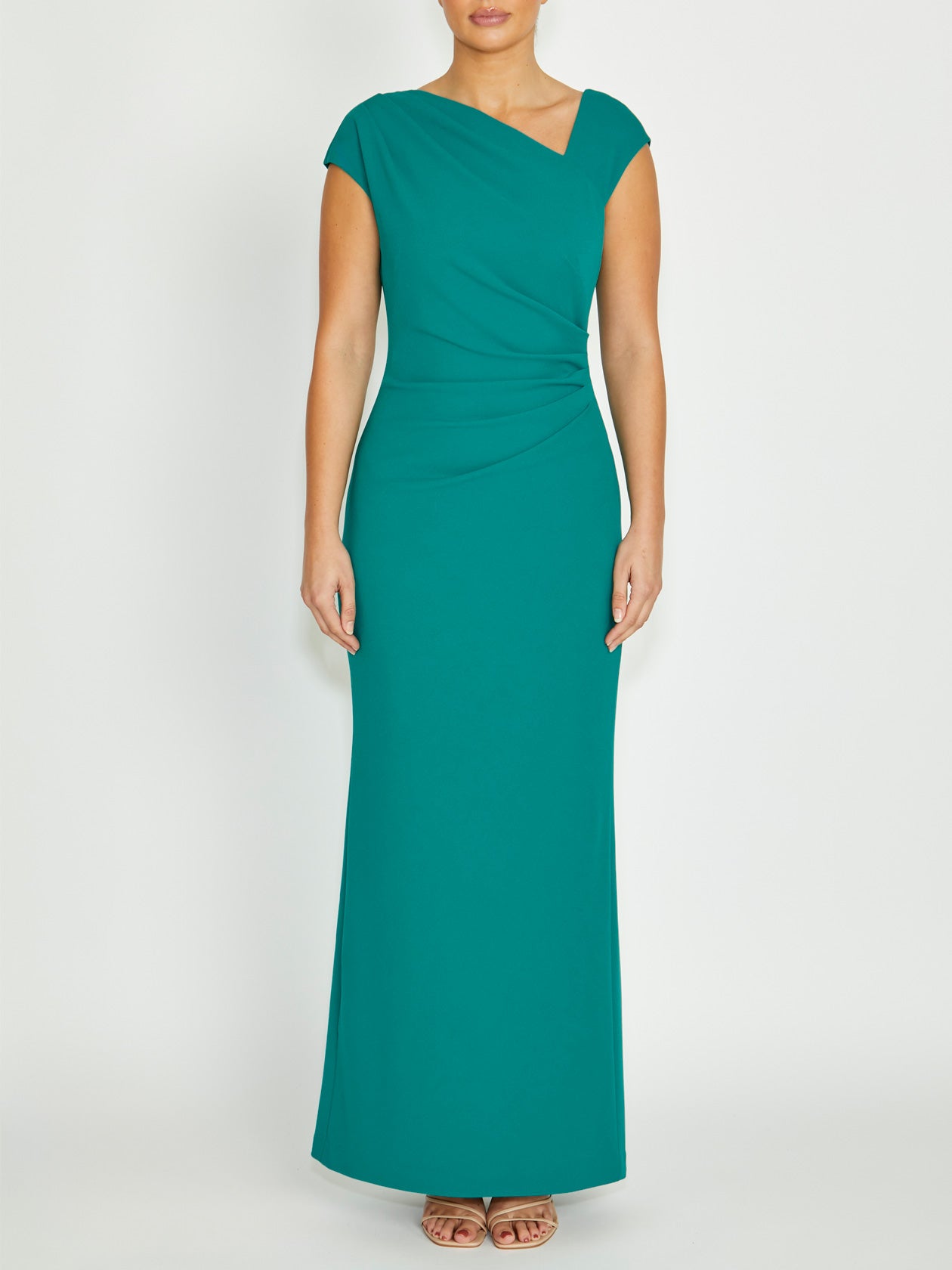 Women's Crepe Floor Length Gown in Green | Chloe