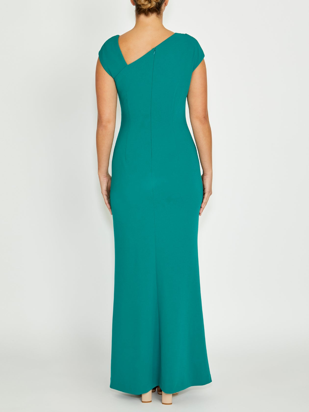 Women's Crepe Floor Length Gown in Green | Chloe