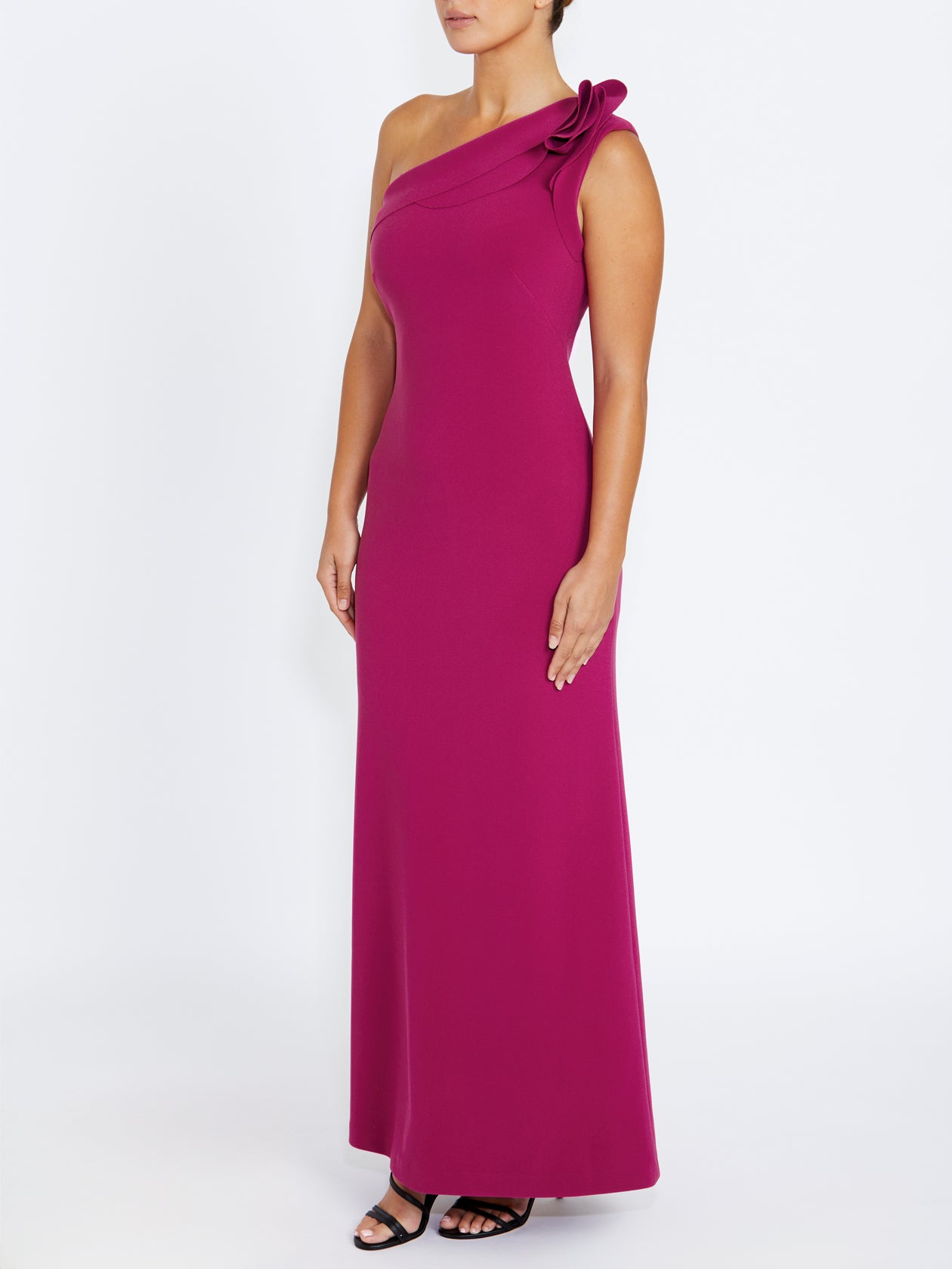 Women's Crepe Floor Length Gown in Pink | Tarquin