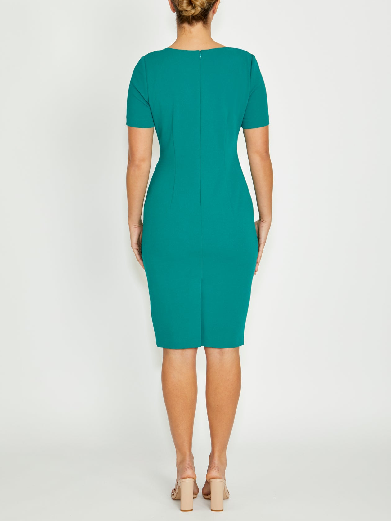 Women's Crepe Ruffle Front Dress in Green | Sara
