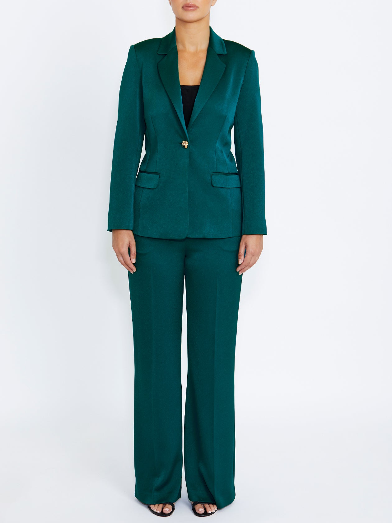 Women's Crepe Straight Leg Pant in Green | Quinn