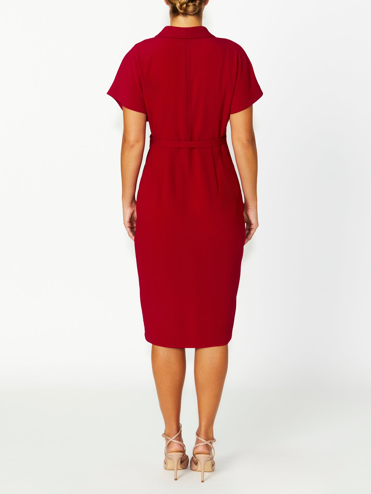 Women's Crepe Wrap Dress in Red | Katia