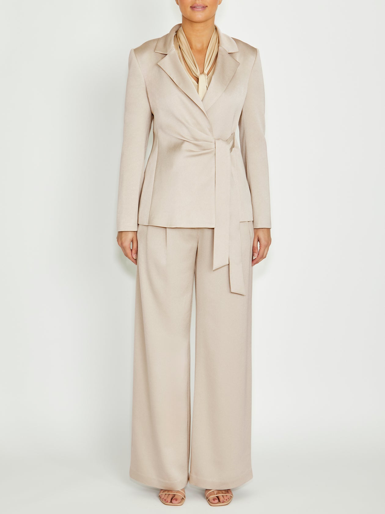 Women's Crepe Wrap Jacket in Beige | Riviera