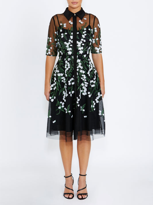 Women's Embroidered Mesh Shirtdress Dress | Kassiani