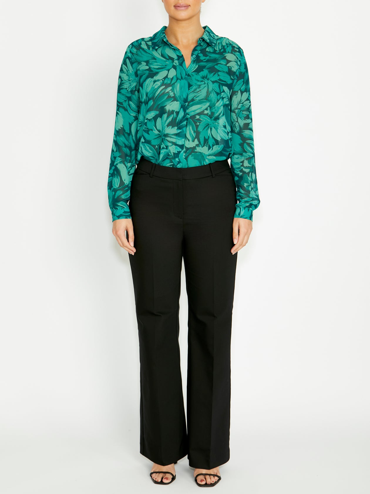 Women's Georgette Easy Fit Shirt in Green | Amber