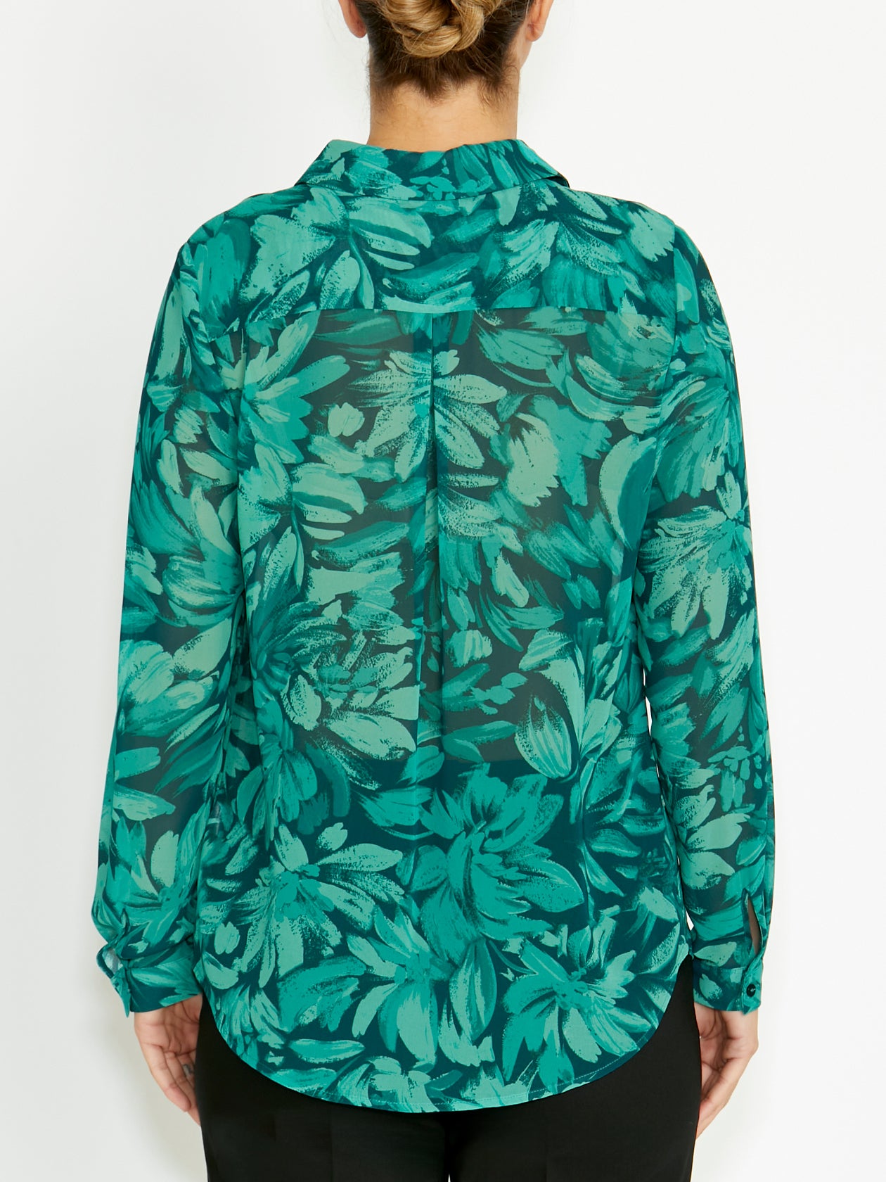 Women's Georgette Easy Fit Shirt in Green | Amber