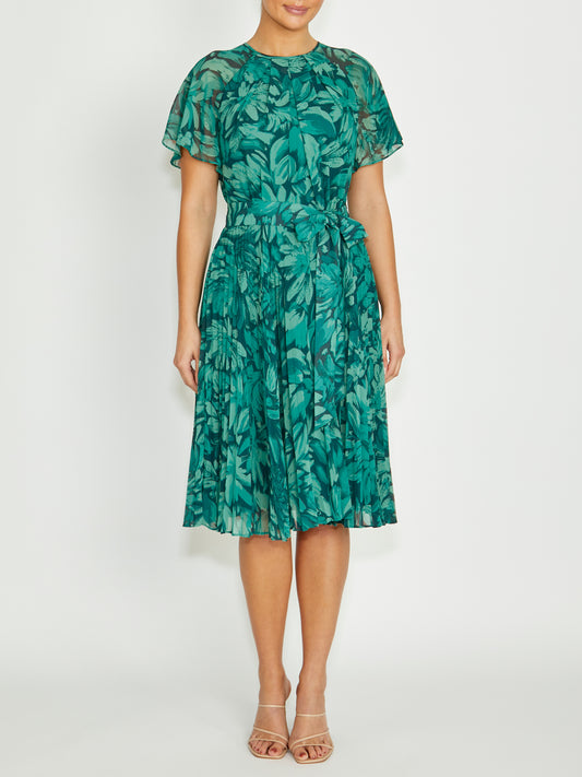 Women's Georgette Midi Length Dress in Green | Aldina