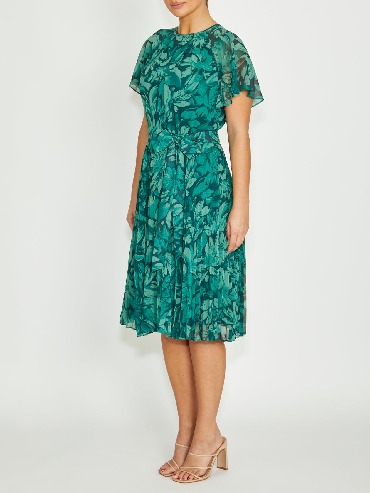Women's Georgette Midi Length Dress in Green | Aldina