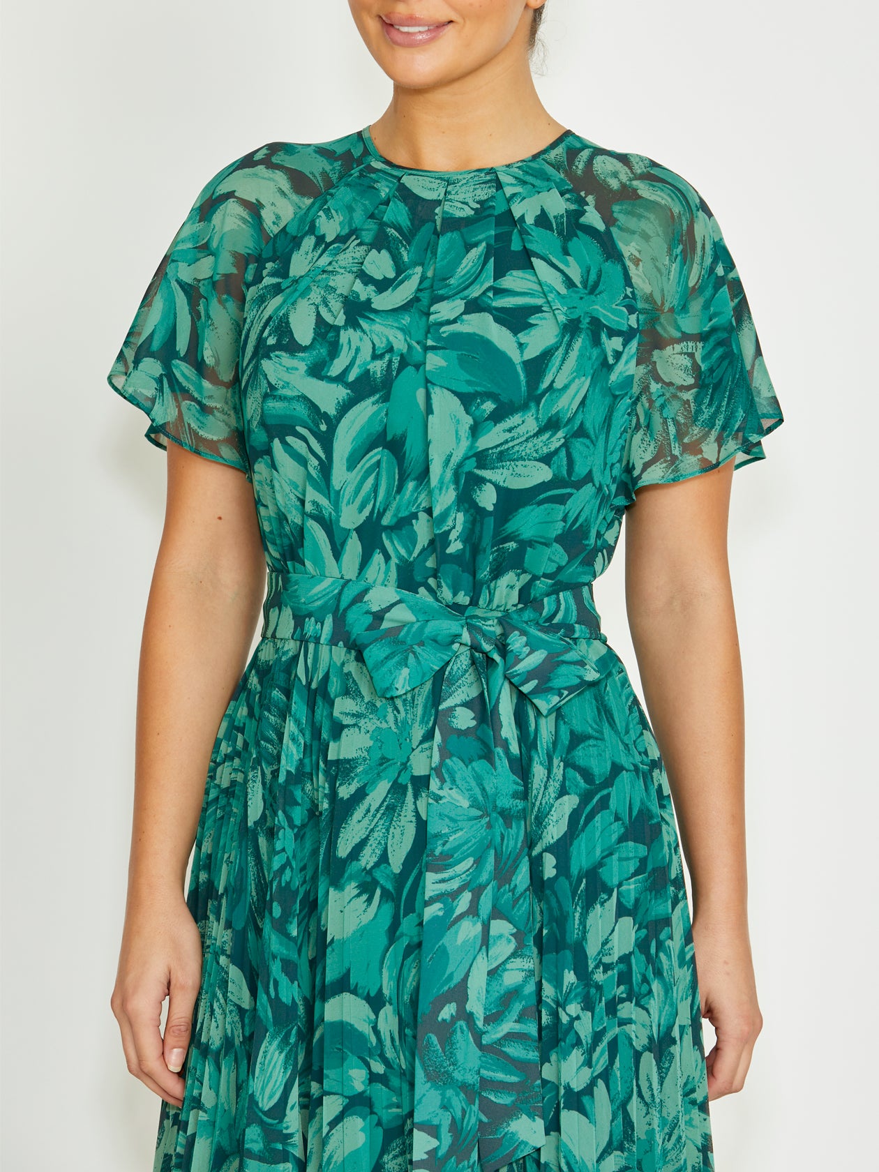 Women's Georgette Midi Length Dress in Green | Aldina