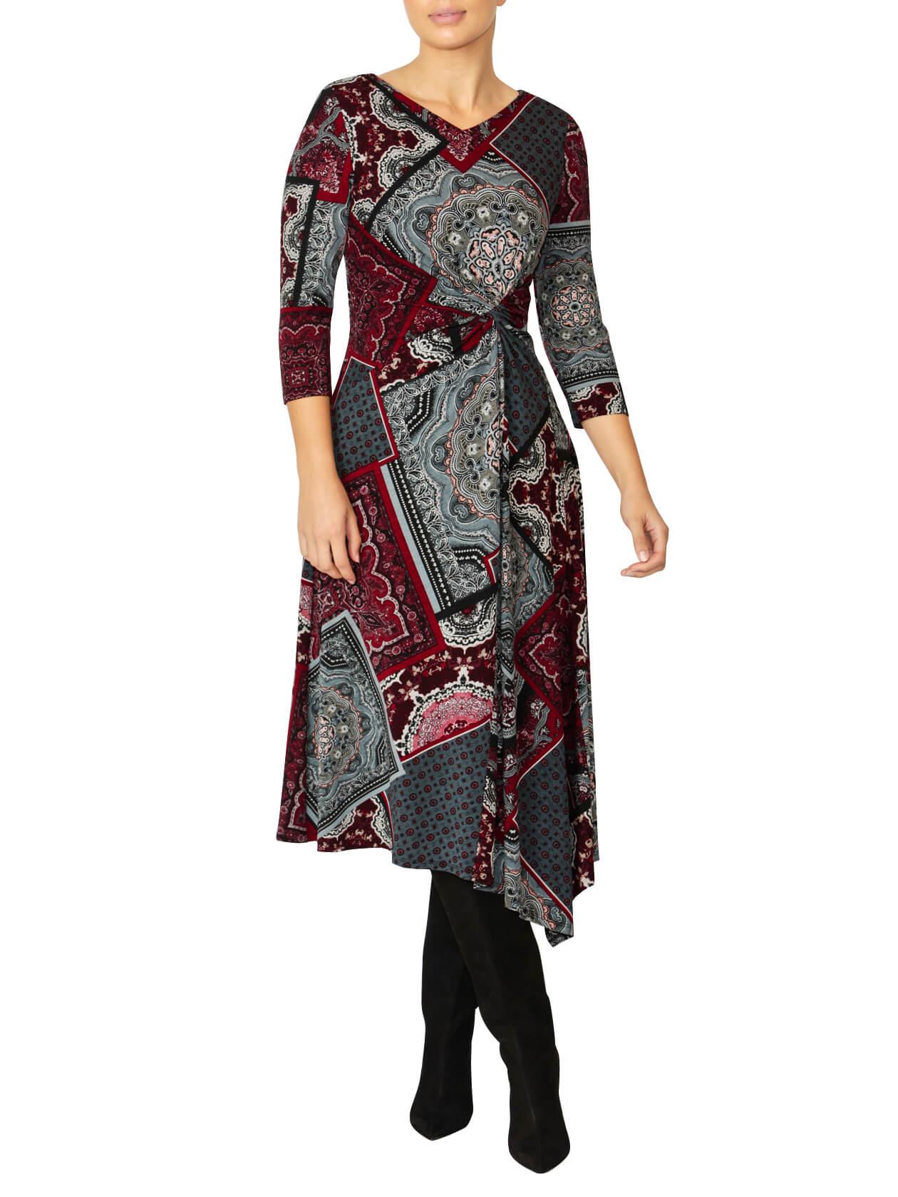 Anderson Red Paisley Jersey Dress