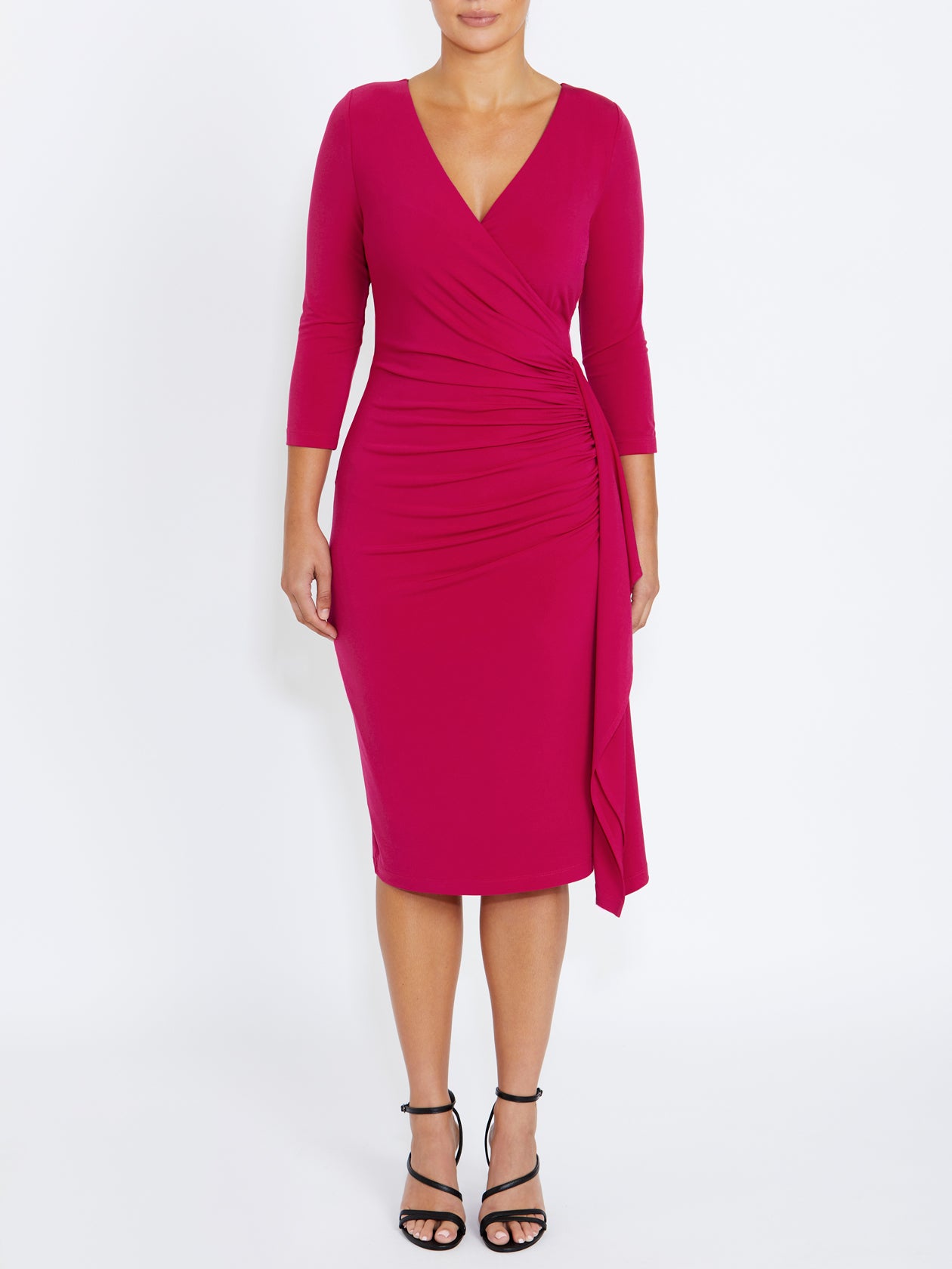Women's Jersey V-neck Dress in Pink | Amber