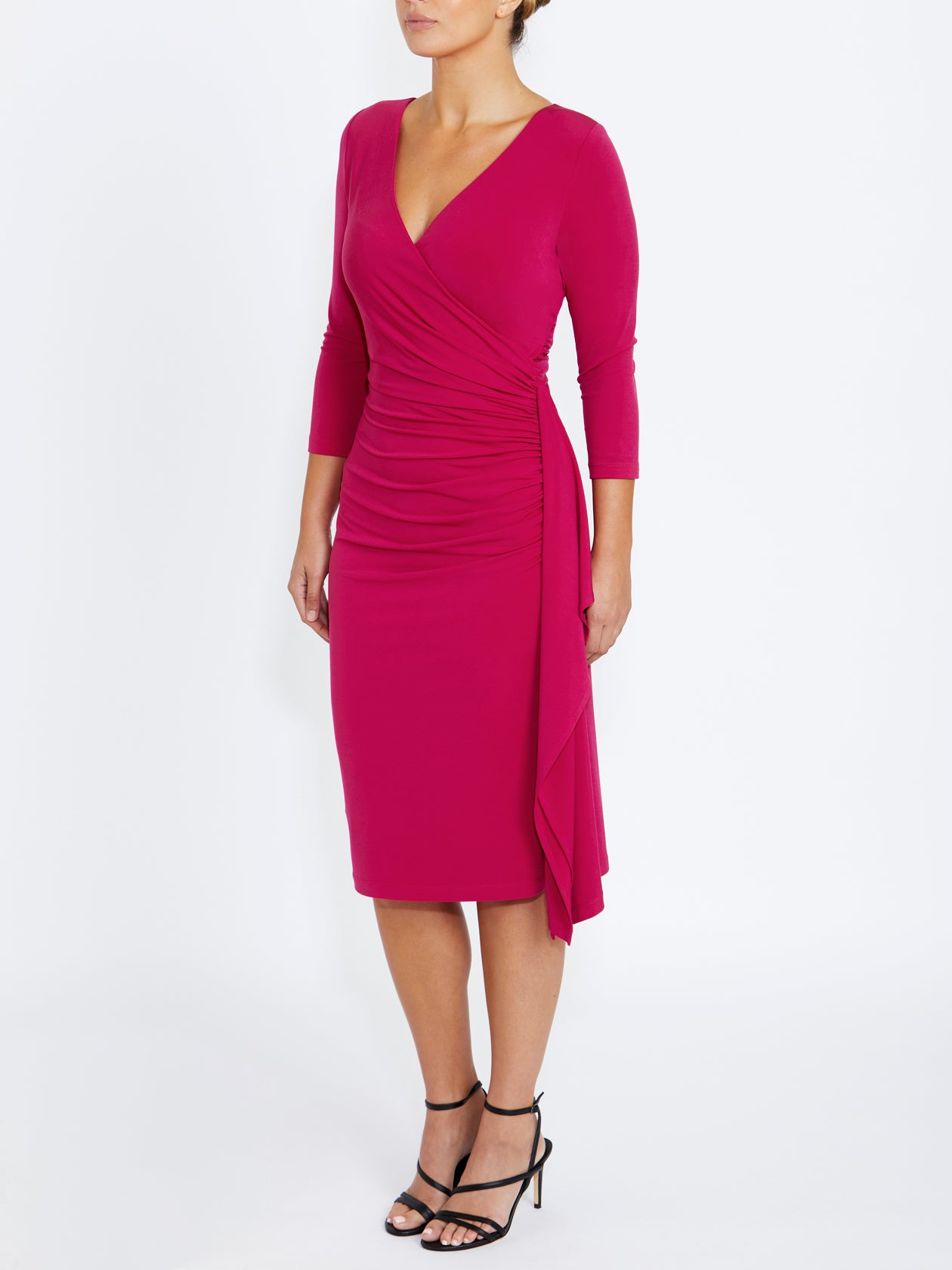 Women's Jersey V-neck Dress in Pink | Amber