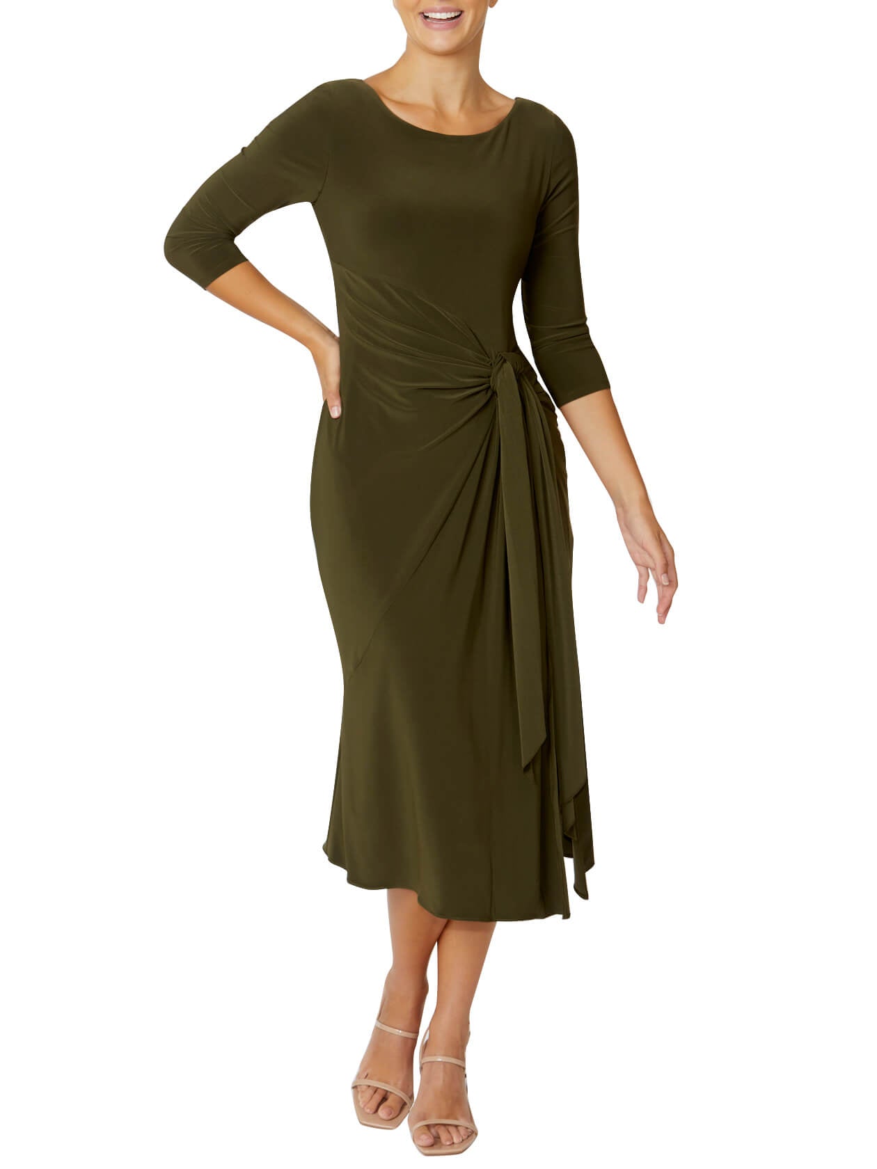 Women's Jersey Asymmetrical Wrap Dress in Green