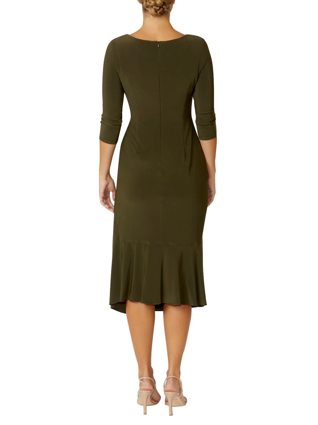 Women's Jersey Asymmetrical Wrap Dress in Green