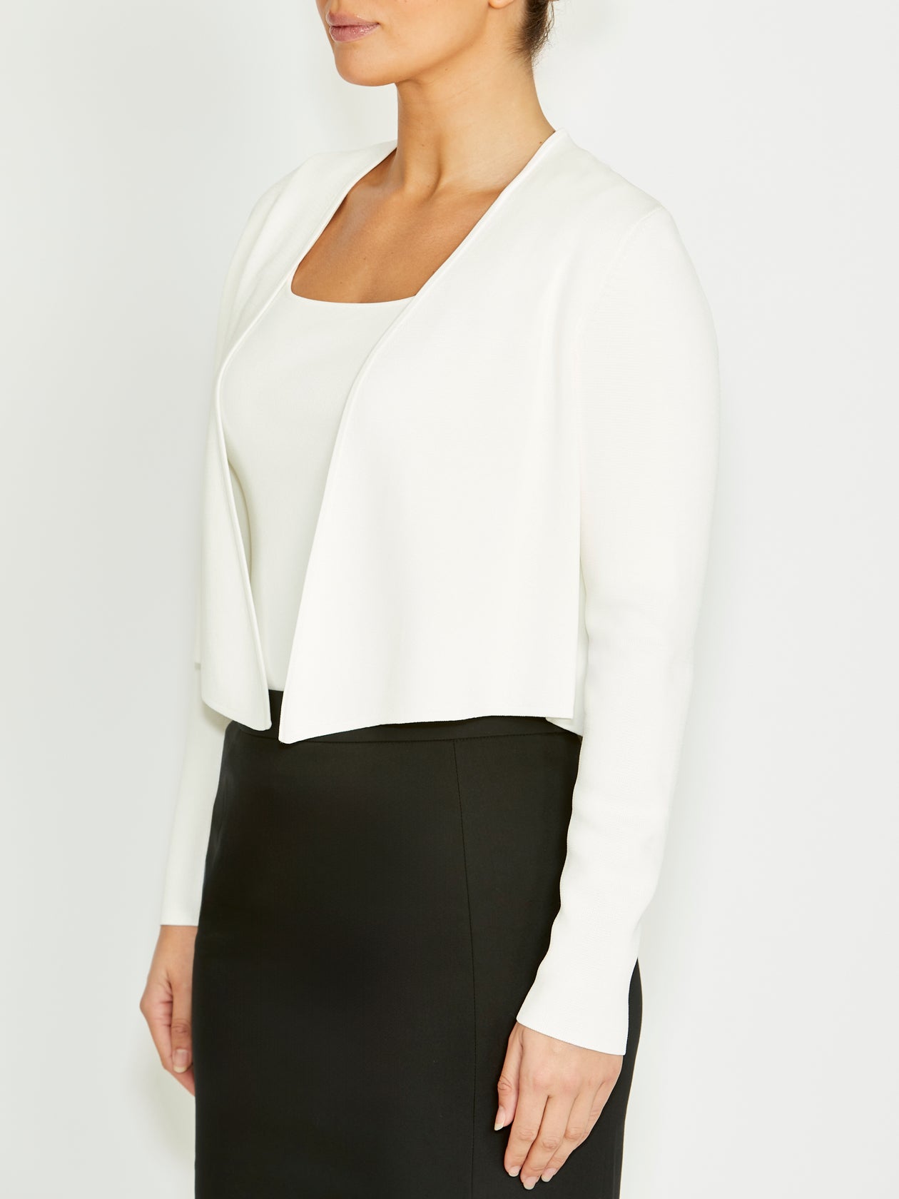 Women's Knit Easy Fit Jacket in White | Milano