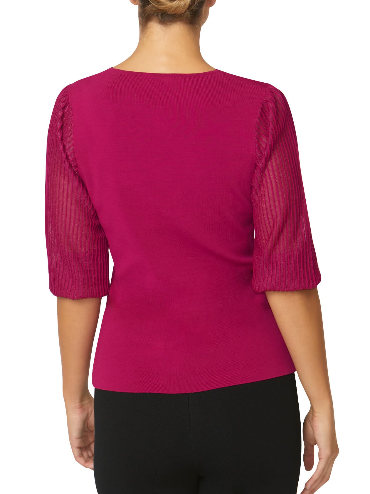 Emilie Fuchsia Sheer Sleeve Top