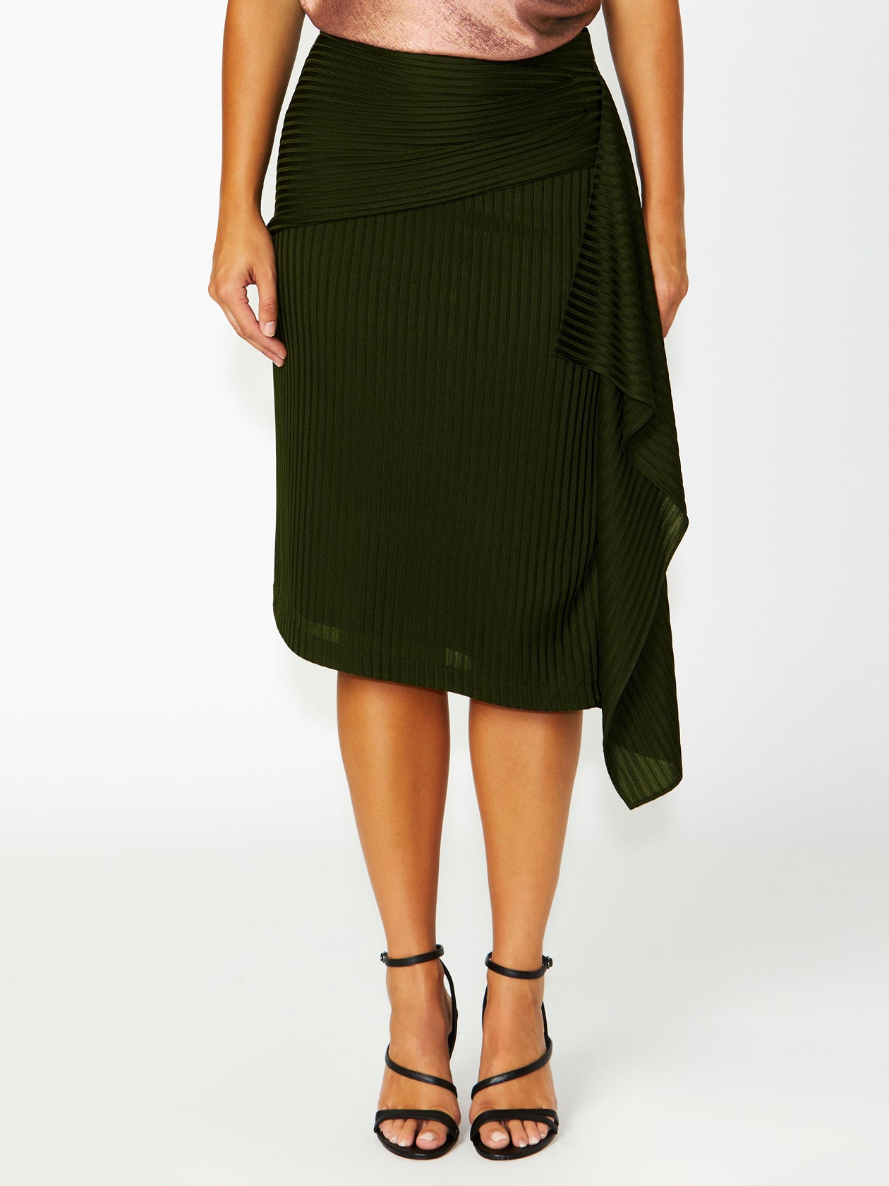 Women's Knit Wrap Skirt in Green Lisa - Main Image