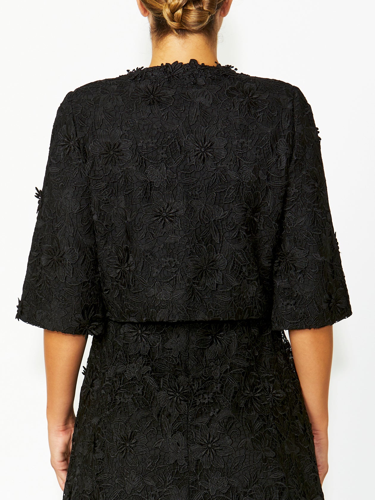 Women's Lace Cropped Jacket in Black | Greta