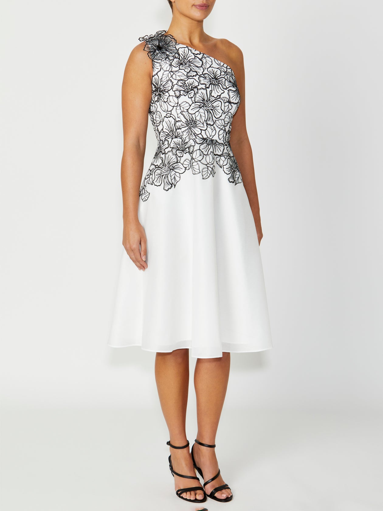 Women's Lace Fit & Flare Dress in Black | Celeste