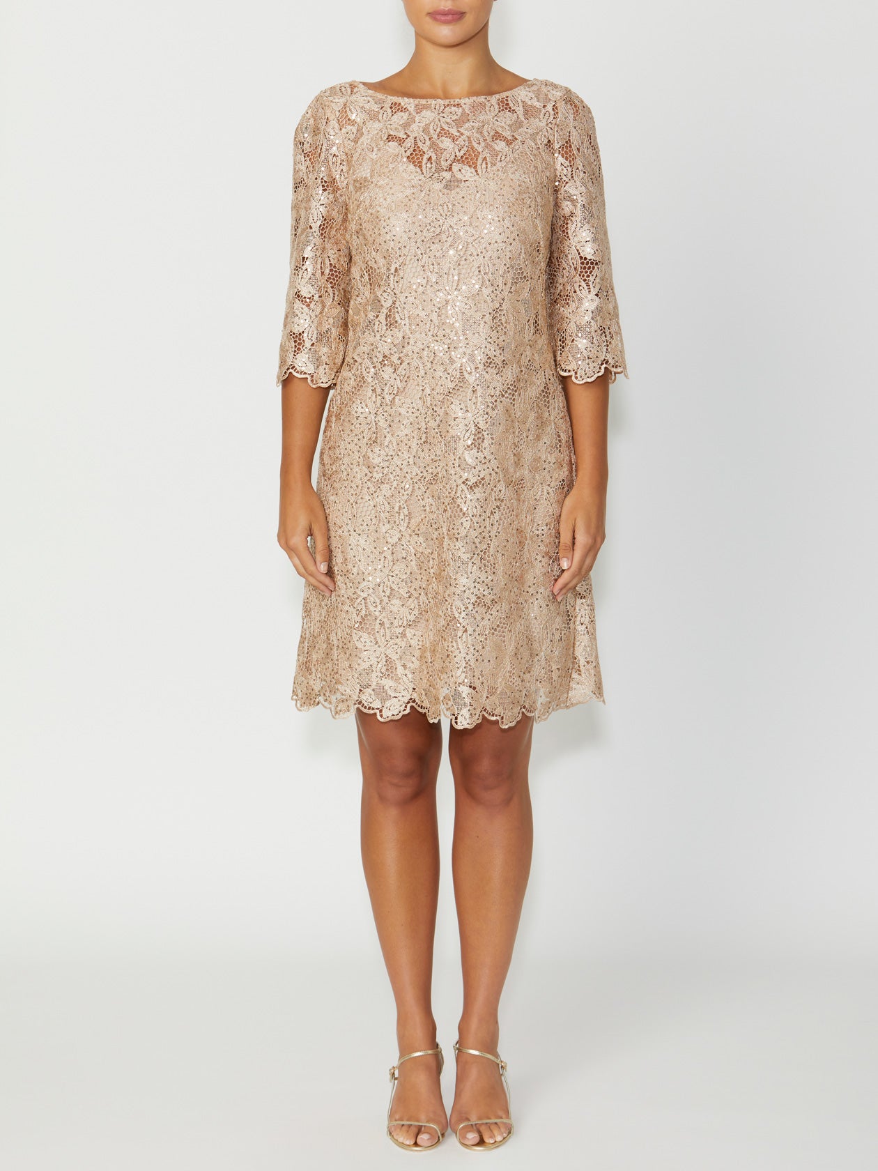 Women's Lace Tunic Dress in Gold | Geneieve Women's Lace Tunic Dress in Gold | Geneieve