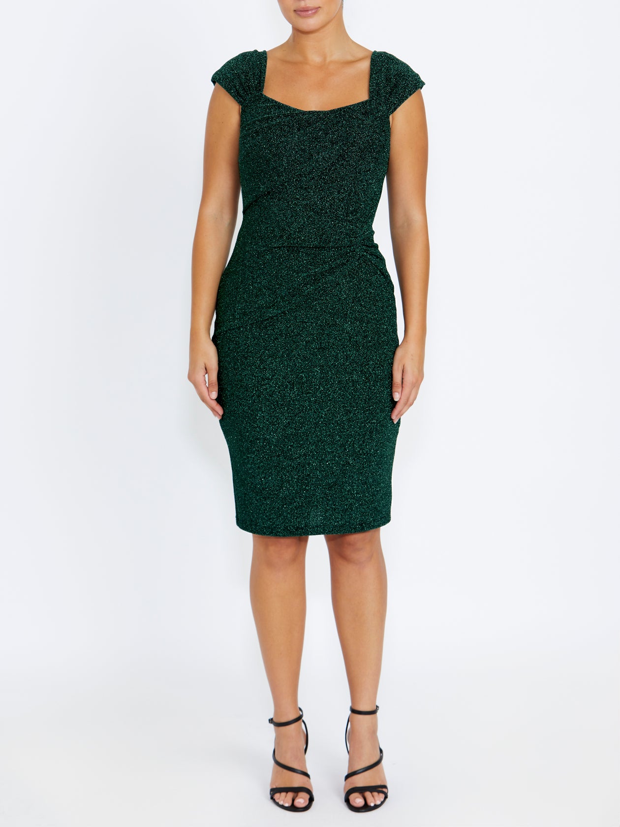 Women's Lurex Knit Easy Fit Dress in Green | Sloane Women's Lurex Knit Easy Fit Dress in Green | Sloane